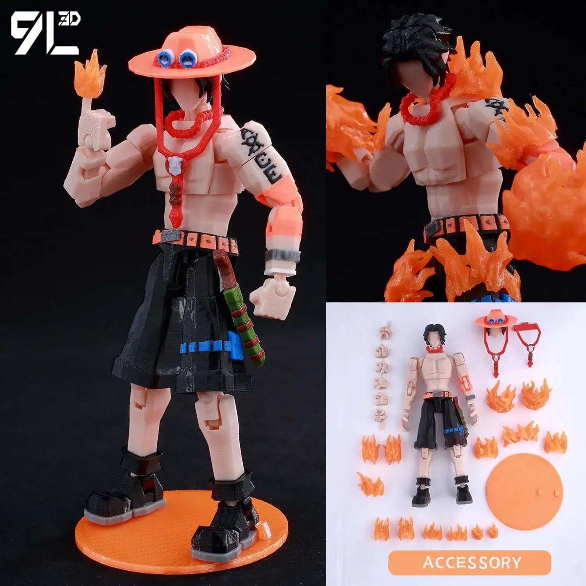 A fully articulated 14cm action figure of Jujutsu Kaisen Yuji Itadori with an orange hat and red necklace.