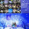 A colorful projection film display showing various animals, fantasy creatures, and natural elements for a child's room.