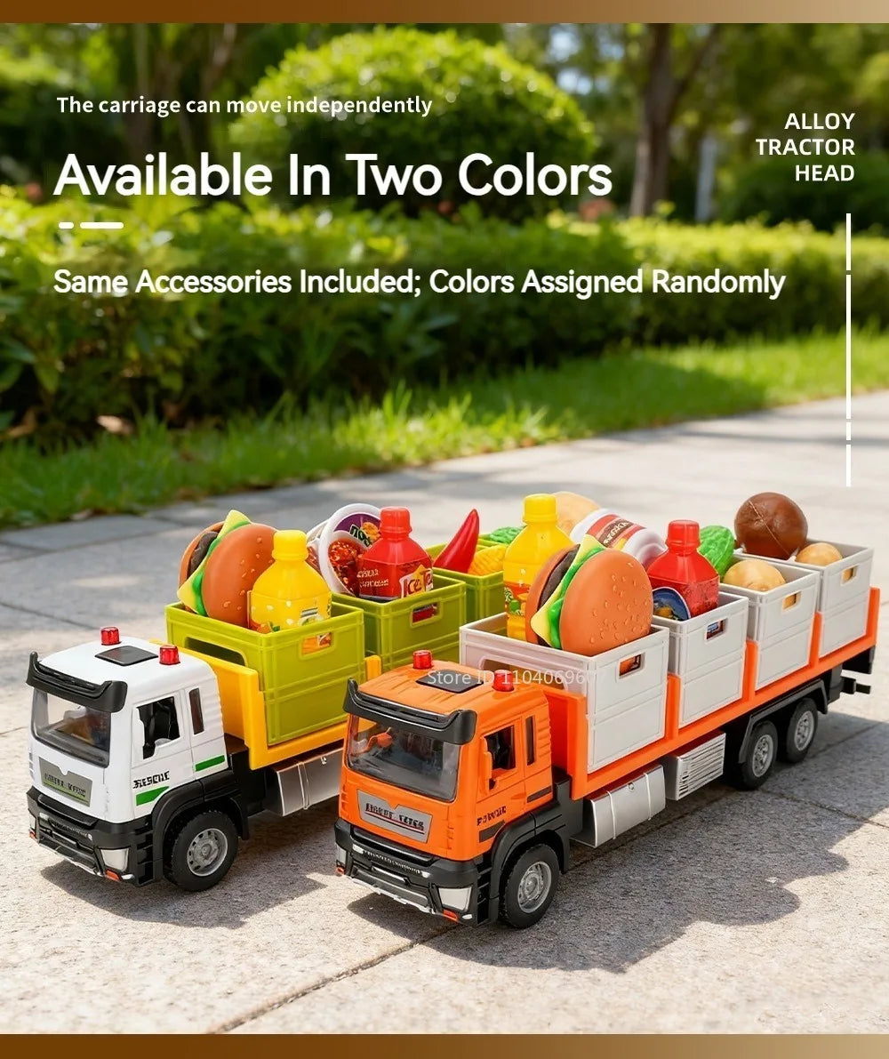 1:32 Scale Diecast Container Truck Toy – Fruit & Vegetable Transport Vehicle