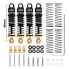 Set of heavy-duty big bore oil shocks for RC crawlers including shocks, springs, and mounting hardware
