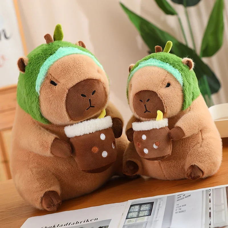 Adorable Capybara Plush Toy with Cute Turtle Backpack