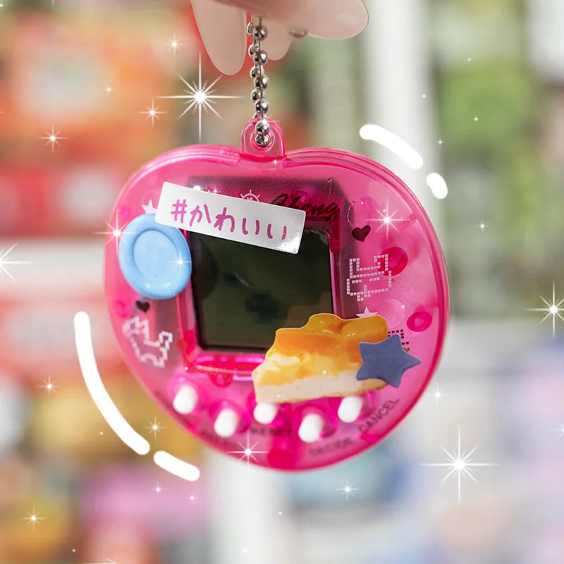 A pink decorative cut film sticker set with a digital screen and a purple star charm is held by a hand.