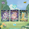 A collection of three My Little Pony trading cards featuring the characters Rarity, Fluttershy, and Applejack.