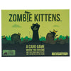 Box art for the Zombie Kittens card game featuring dark silhouettes and a large paw print.