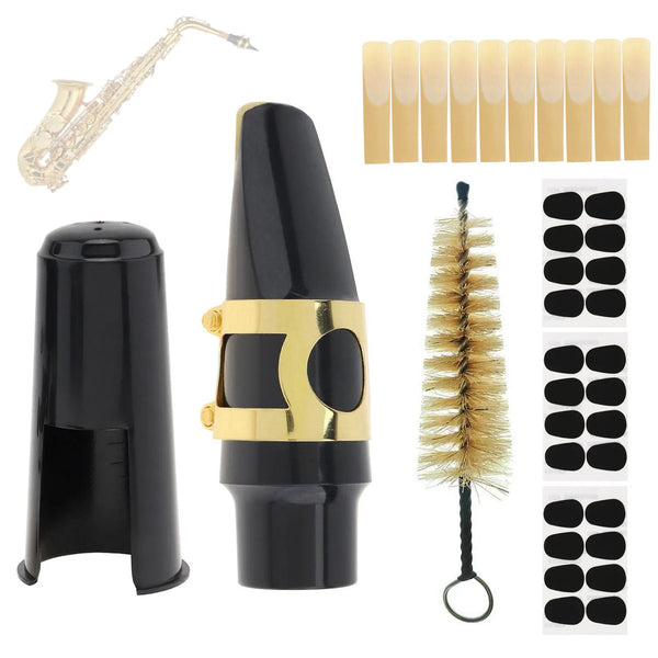 Alto Saxophone Mouthpiece Kit with Reeds, Cushions & Cleaning Brush