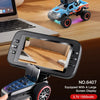A blue RC monster truck with an FPV camera and a large screen display is shown next to a handheld monitor.