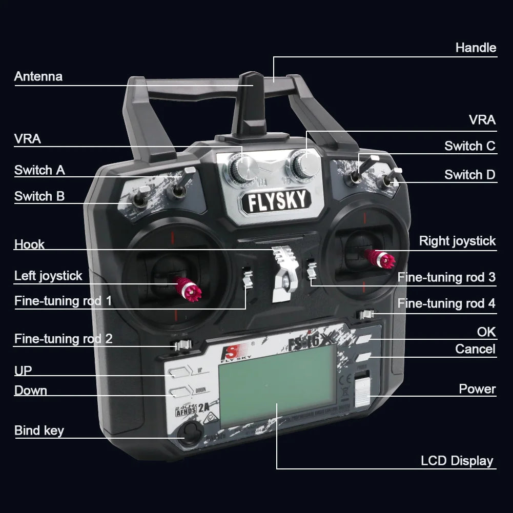 FlySky FS-i6X 10-Channel 2.4GHz RC Transmitter with Receiver
