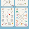 A set of reusable tracing workbooks for kids featuring number and letter practice with dotted lines and illustrations.