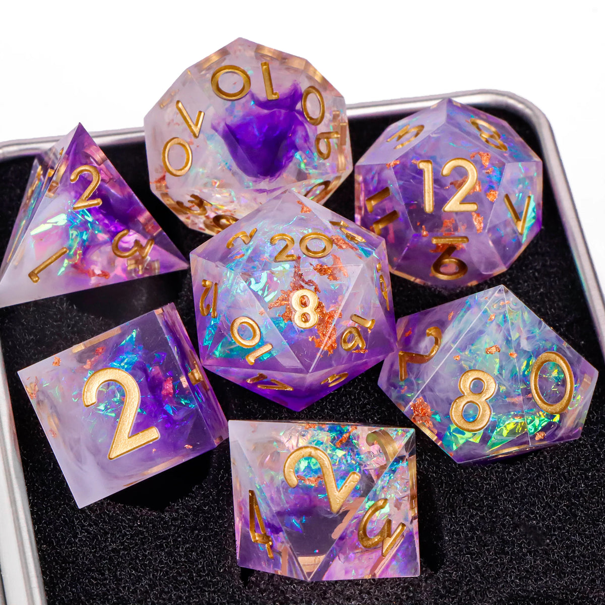 Resin Polyhedral Dice Set for Tabletop RPGs (7 Pieces)