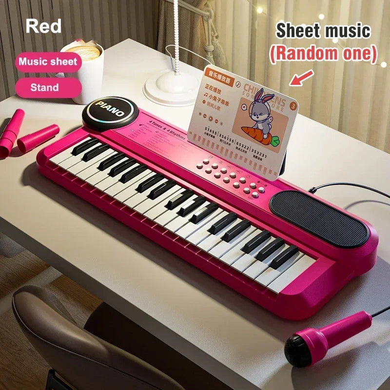 37-Key Kids Electronic Piano with Microphone and Stand