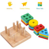 Wooden Shape Sorter & Stacking Toy for Toddlers