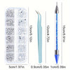 A set of multi-size flat back acrylic rhinestones in various sizes and colors for nail art and DIY crafts.