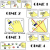 A set of four diagrams illustrating different ways to use magnetic fidget rings for anxiety relief.