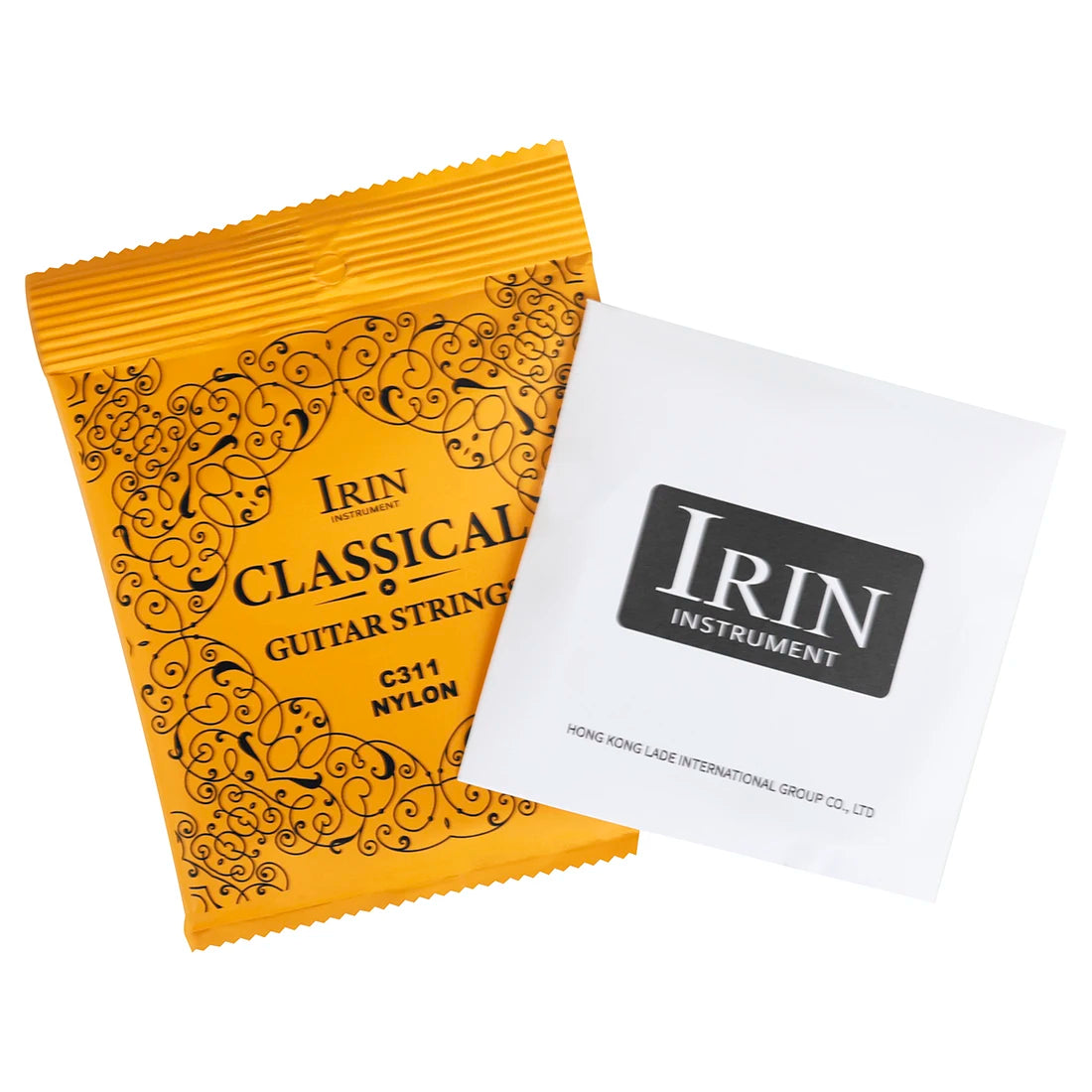 A package of IRIN Instrument Classical Guitar Strings in clear nylon and silver-plated copper wound set.