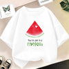 White t-shirt featuring a red watermelon slice graphic with the text You're one in a melon