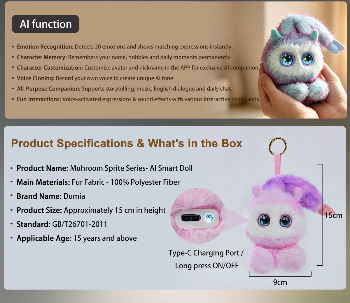 Interactive AI Plush Robot with LED Eyes & Voice Control