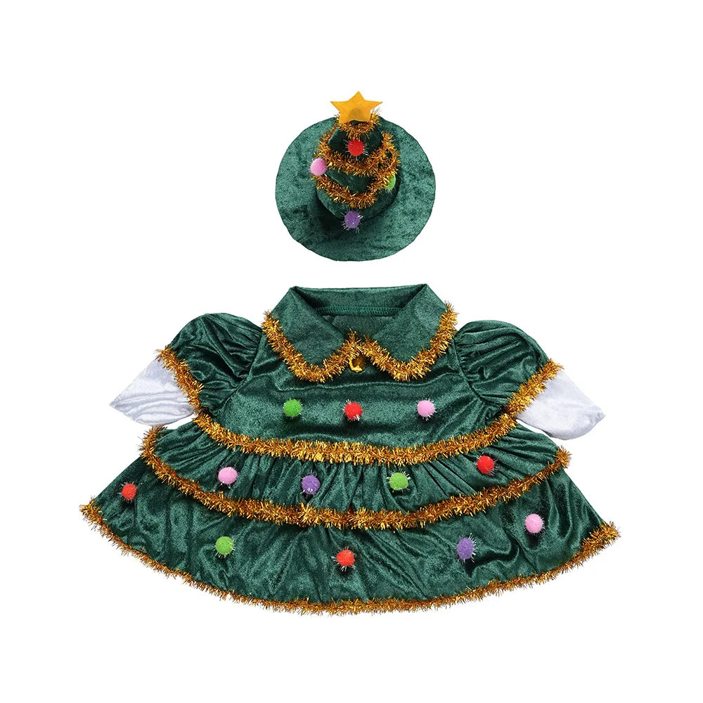A festive green porch goose costume with seasonal gold and pink decor.