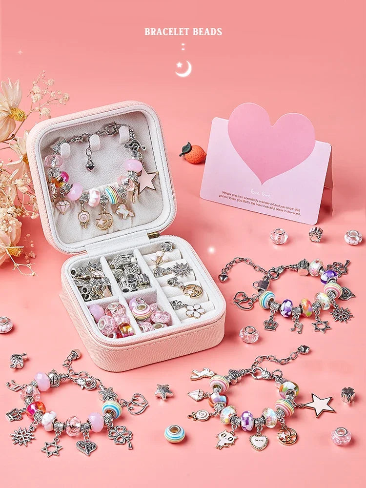 DIY Beaded Bracelet Craft Kit with Storage Box for Kids