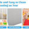 Colorful liquid sensory play mat showing waterproof, anti-slip bottom, and easy to clean features.