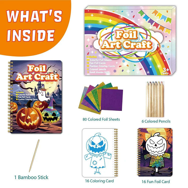 Kids Foil Art Activity Set with Coloring Book