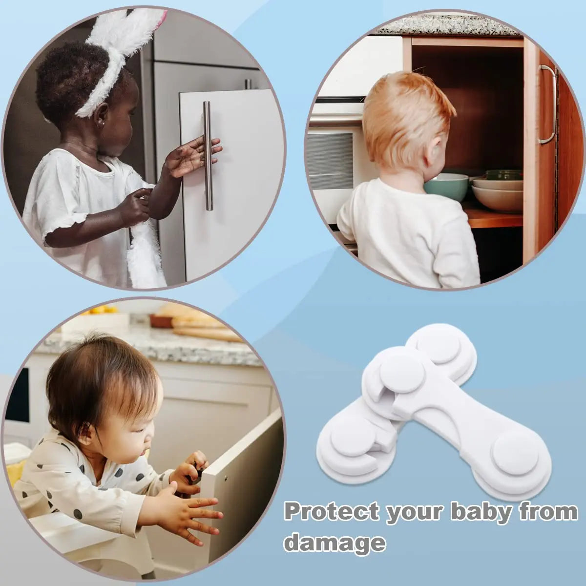Adhesive Cabinet Locks for Baby Safety – Childproof Drawer and Cupboard Latches