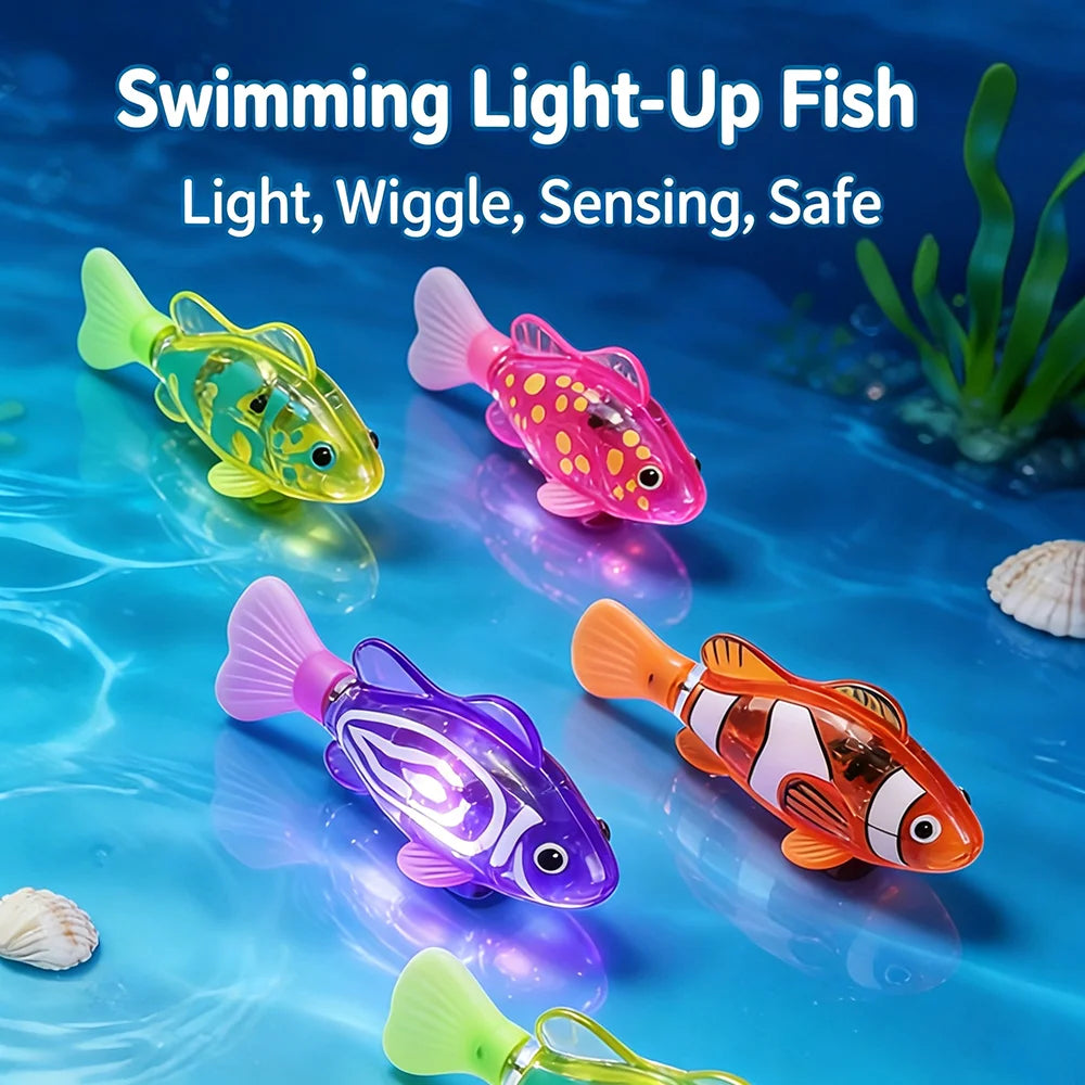 Glowing Robotic Fish Toy with Water-Activated Swimming