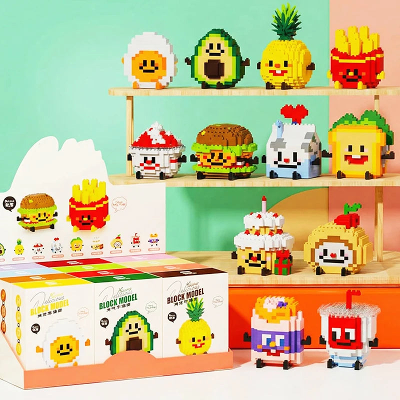 Cute Food Micro Building Blocks – Fruit & Cake Miniature Sets