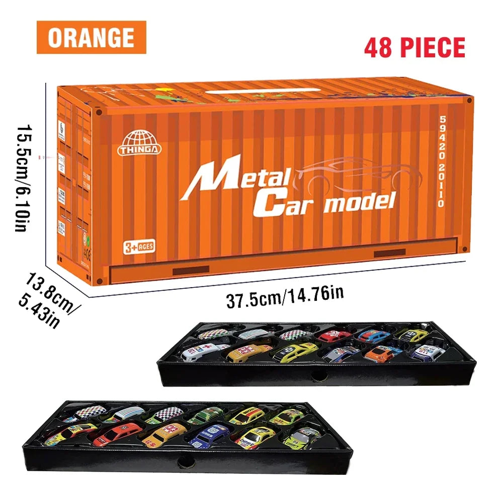 48-Piece Die-Cast Metal Car Collection with Storage Case
