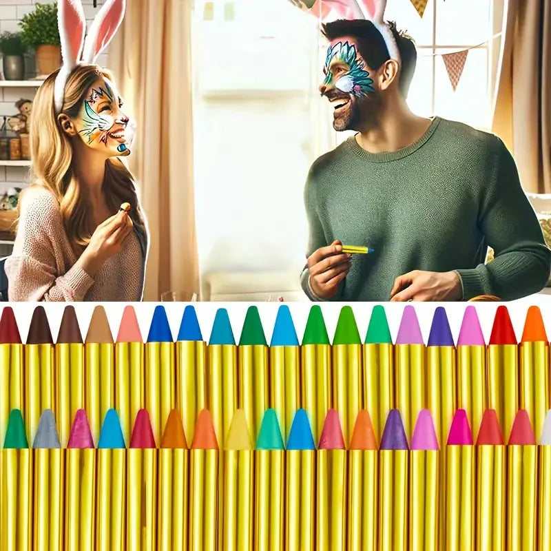 Non-Toxic Face Paint Crayons Set - Safe Face & Body Art for Halloween, Cosplay & Festivals