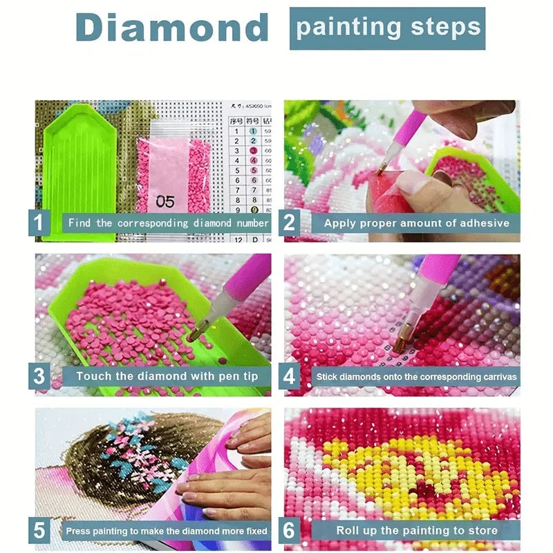 DIY Full Drill Round Diamond Painting Kit – Assorted Designs