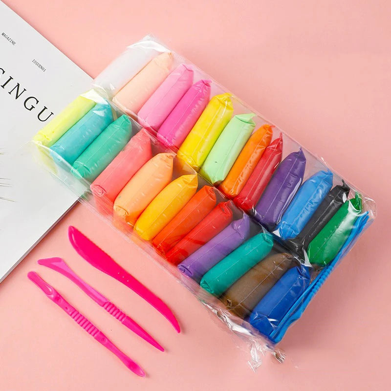 36-Color Air Dry Modeling Clay Set with Tools for Kids