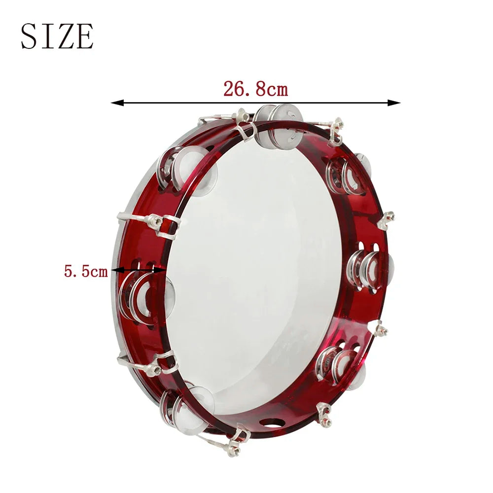 10-Inch Self-Tuning Tambourine with Stainless Steel Jingles