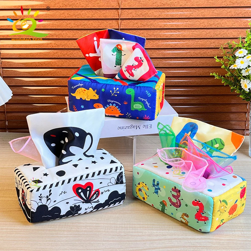 Soft Fabric Pull-and-Play Tissue Box Toy for Babies