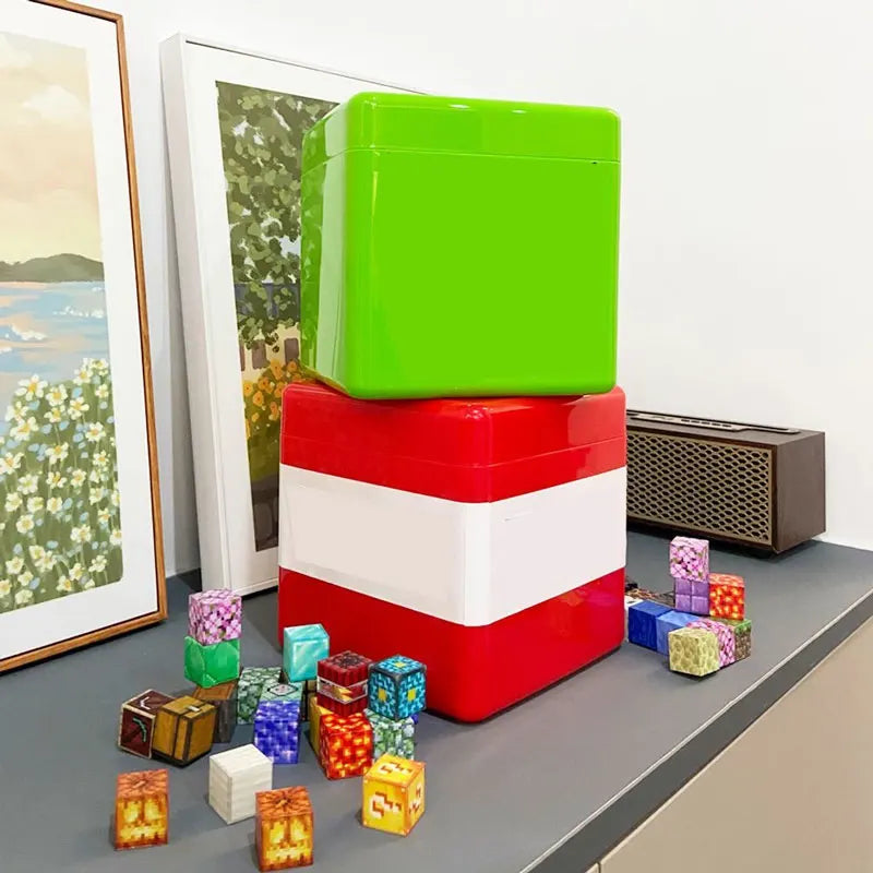 Magnetic Building Blocks Storage Bucket with Display Lid