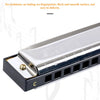 Stainless steel cover for a 10-hole diatonic harmonica in C, showing the metal surface and harmonica body.