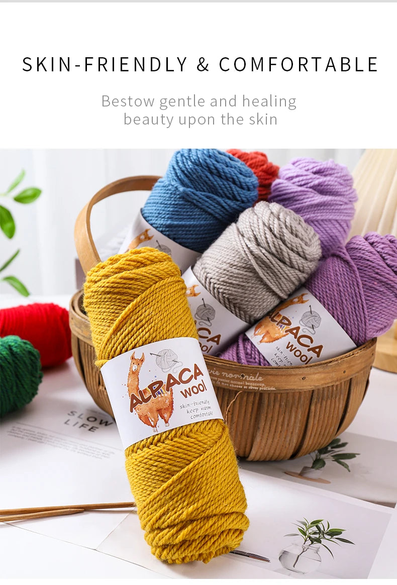 Luxurious Alpaca Wool Blend Yarn — 500g Thick Knitting Yarn