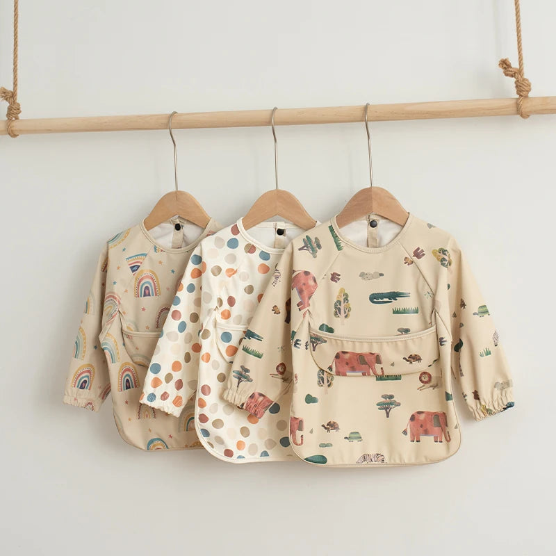 Waterproof Long-Sleeve Art Smock Bib for Toddlers