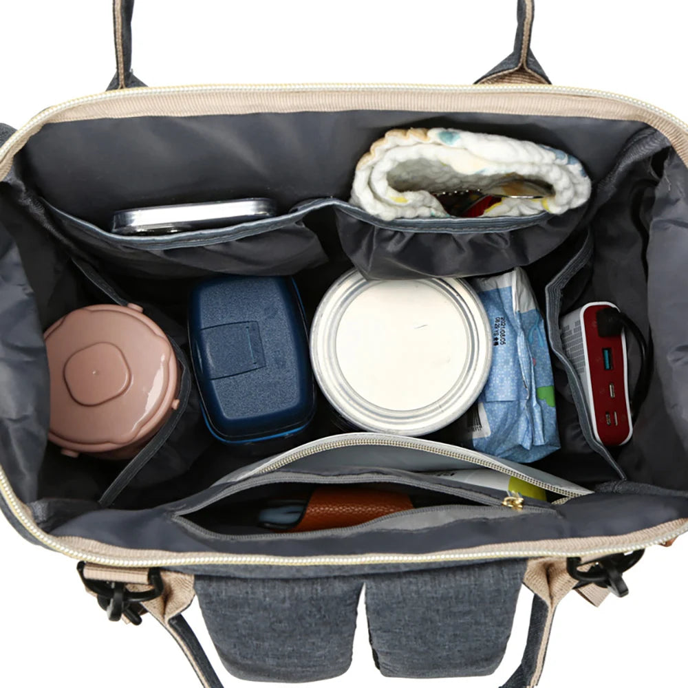 Quilted Multi-Compartment Diaper Bag Backpack