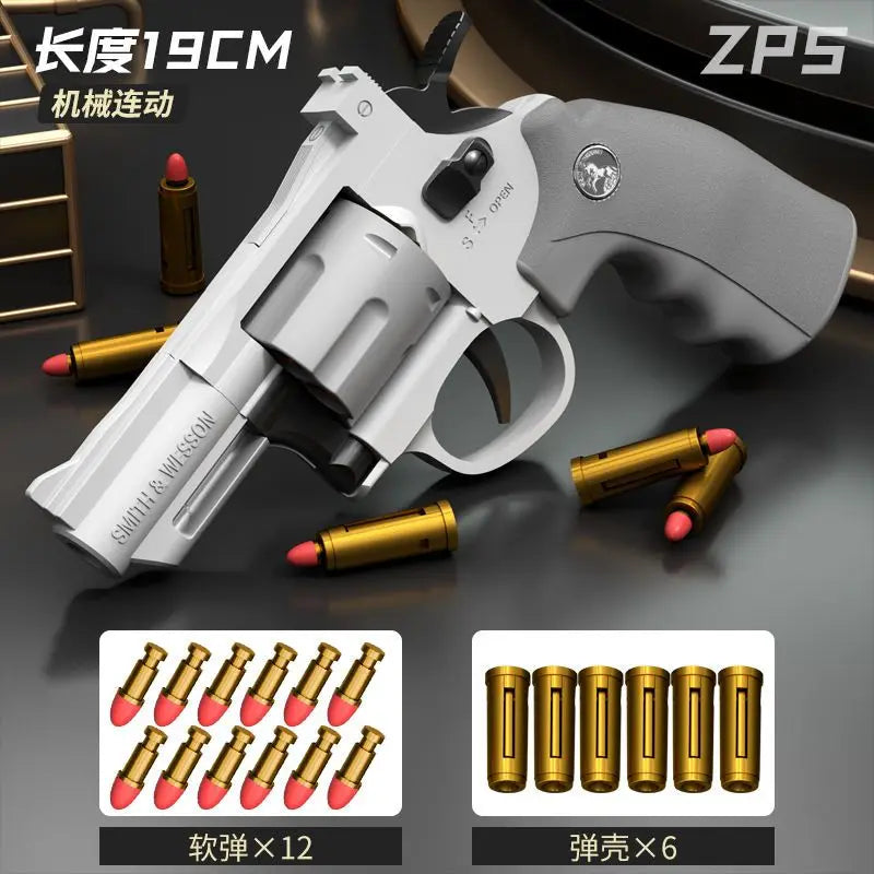 Mechanical Soft Bullet Revolver Toy Gun with Shell Ejection