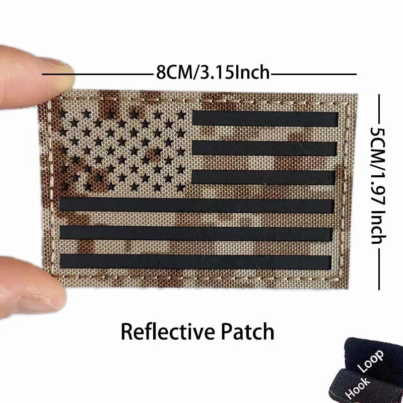 Reflective American Flag Tactical Patch with Glow-in-the-Dark Detail