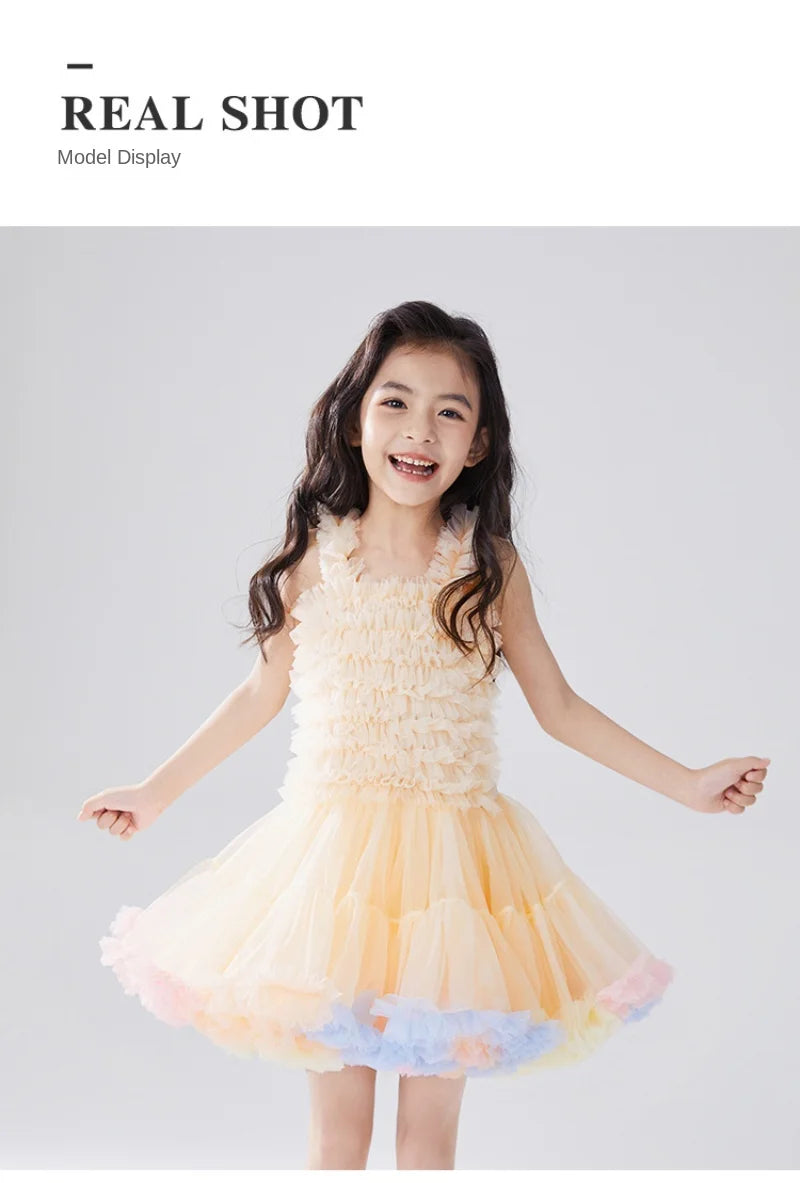 Children's Princess Tutu Dress with Ruffled Ball Gown Design