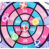 A colorful dart board game featuring sticky balls in various colors and patterns.
