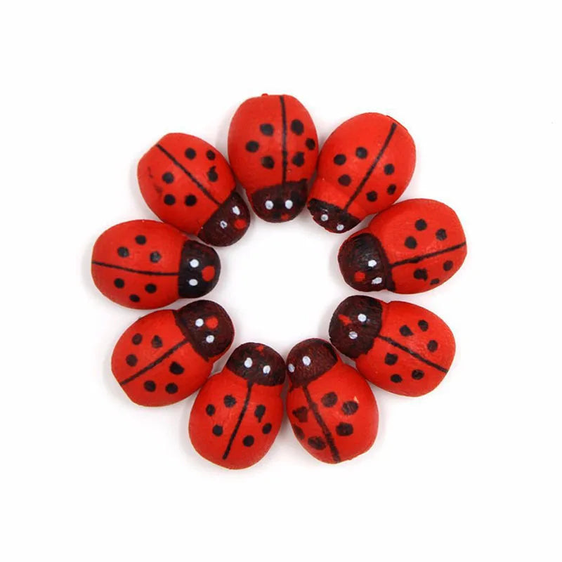 Self-Adhesive Wooden Ladybug Magnets for DIY Craft Projects