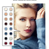 A woman's face is shown with color swatches and a painting of her portrait over natural skin tone.