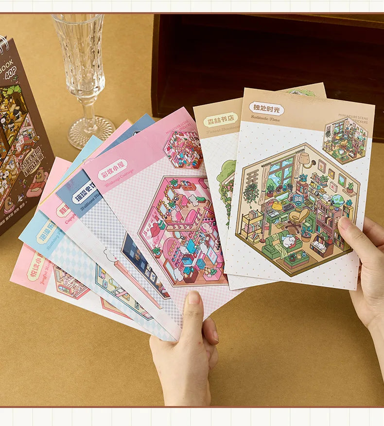 3D Landscape Sticker Collection Book for Scrapbooking & Journaling