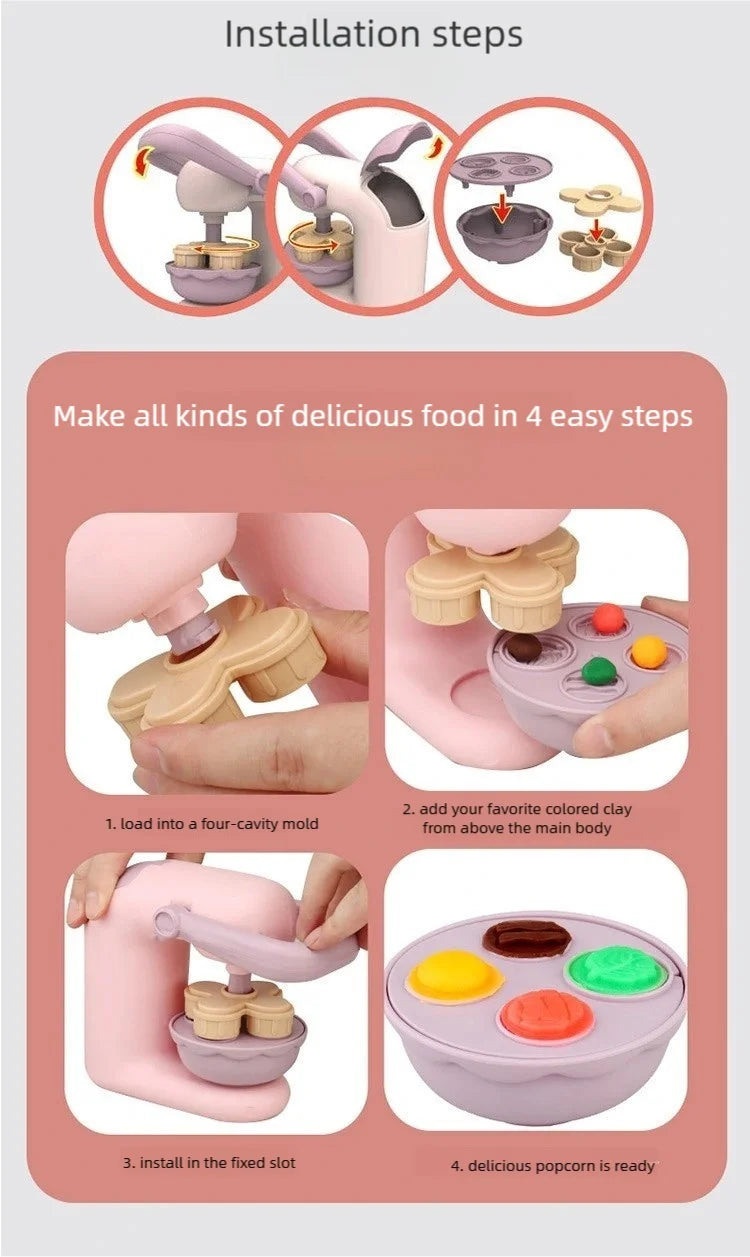 Creative Ice Cream Shop Clay Set with Noodle Maker for Kids