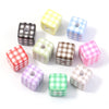 Classic Plaid Acrylic Cube Beads for Jewelry Making