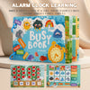 A colorful Montessori busy book featuring sheets and tear-off stickers for learning days of the week and weather.