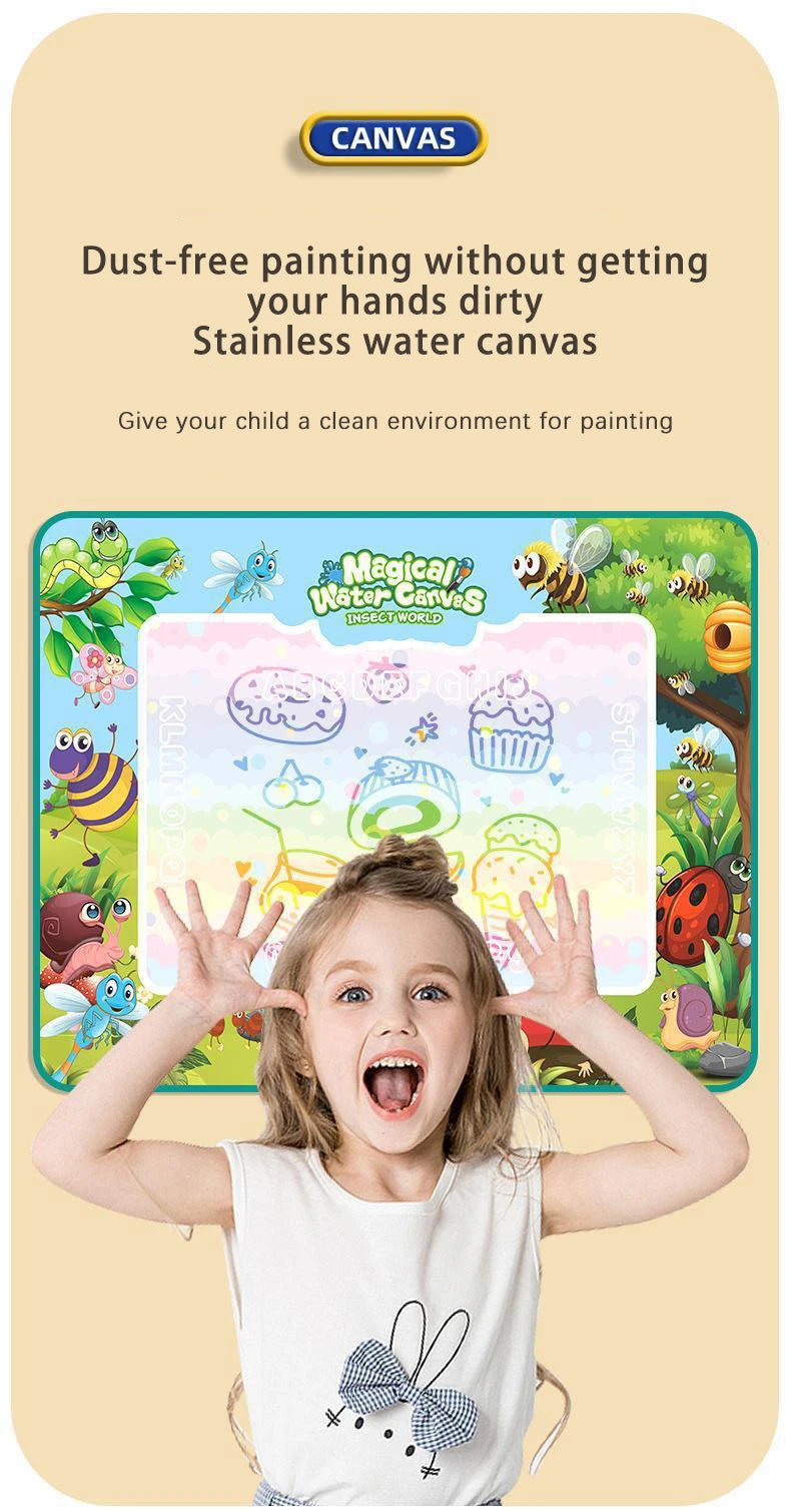 Magic Water Drawing Mat with Fluorescent Pens for Kids