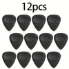 A set of twelve black guitar picks with anti-slip grips, each measuring 0.7mm.